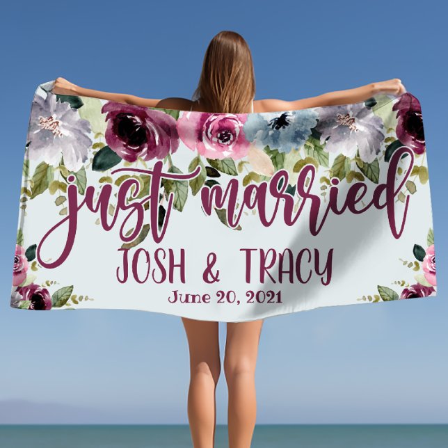 Ehe Braut und Brautpaare Strandtuch (Just Married Bride and Groom Custom Wedding Beach Towel)