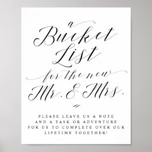 Ehe-Bucket-List-Schild für die Mr. & Mrs.-Hochzeit Poster