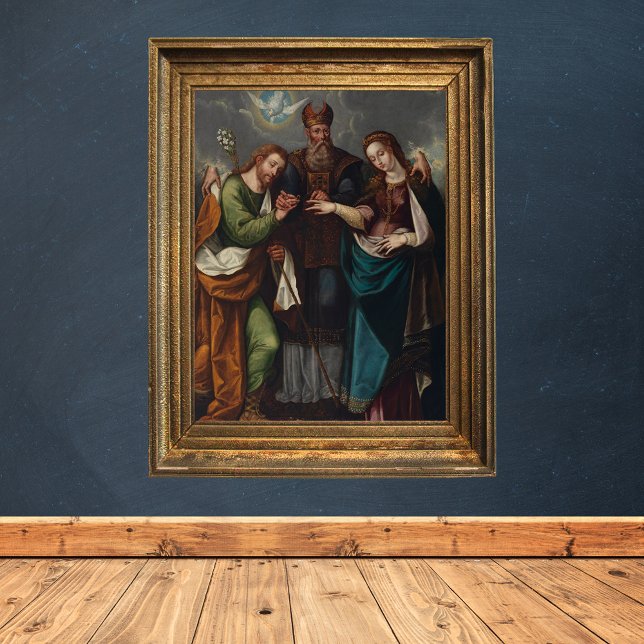 Ehe der Jungfrau Religiöse Christliche Hochzeit Poster (The Marriage of the Virgin by Pedro Ramirez - Traditional Catholic Christian Baroque Poster)