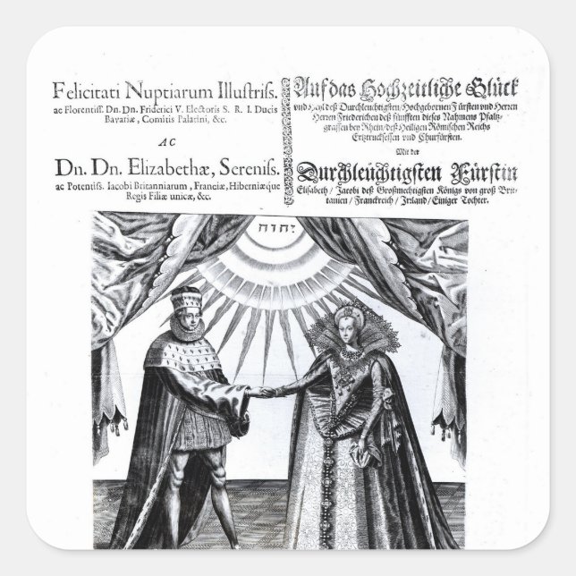 Ehe der Prinzessin Elizabeth Quadratischer Aufkleber (Vorderseite)