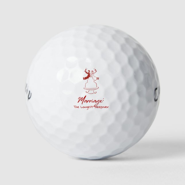 Ehe: Die längste Pyjamaparty | Rot handgezeichnet  Golfball (Vorderseite)