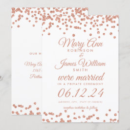 Ehe Elopation Rose Gold Glitzer Confetti Einladung