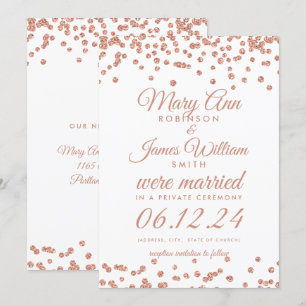 Ehe Elopation Rose Gold Glitzer Confetti Einladung
