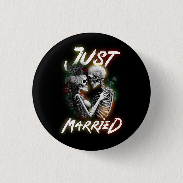 Ehe Halloween Skeleton Braut und Groom Wir Button (Vorderseite)