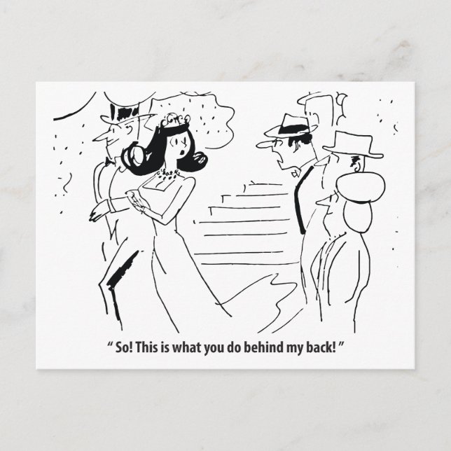 Ehe hinter seinem Rücken, humorvoll Postkarte (Vorderseite)