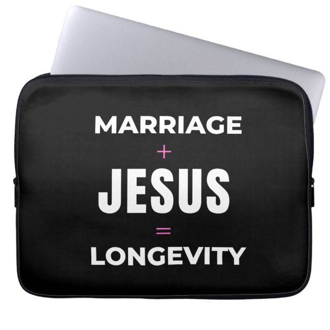 Ehe + Jesus = Langlebigkeit Laptopschutzhülle (Vorderseite)