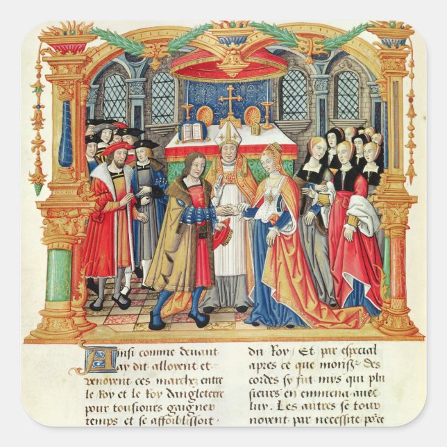 Ehe von Maria von Burgund und Maximilian I Quadratischer Aufkleber (Vorderseite)