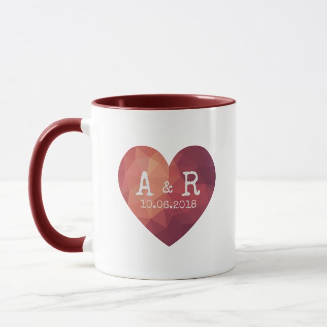 Ehedatum des roten Herzens Tasse (Links)