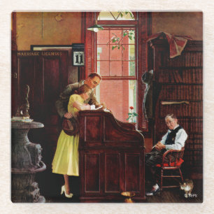 Ehefähigkeitszeugnis durch Norman Rockwell Glasuntersetzer
