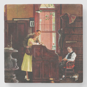 Ehefähigkeitszeugnis durch Norman Rockwell Steinuntersetzer