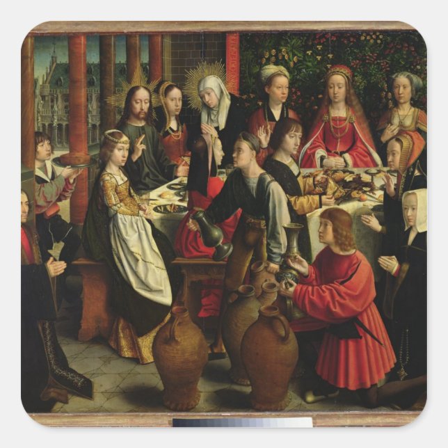 Ehefest in Cana, c.1500-03 Quadratischer Aufkleber (Vorderseite)