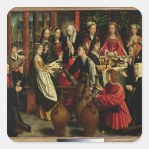 Ehefest in Cana, c.1500-03 Quadratischer Aufkleber