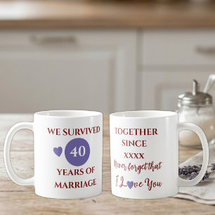 Ehefrau 40 Jahre Ehe jahr violett rot Kaffeetasse