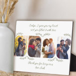 Ehefrau 4 Vertikales Foto Liebende Worte Delikates Fotoplatte<br><div class="desc">Feminine Foto-Plakatgeschenk für Ehefrau zum Hochzeitstag, Geburtstag usw. - oder sehr einfach für eine besondere Person oder Familienmitglied zu personalisieren. Die Fotovorlage zeigt 3 Ihrer bevorzugten Fotos im vertikalen Format mit abgerundeten Ecken an. Geschrieben mit liebevoller Formulierung in klarer, handgeschriebener Schrift, die lautet: "[Name] Ich habe dir mein Herz gegeben...</div>