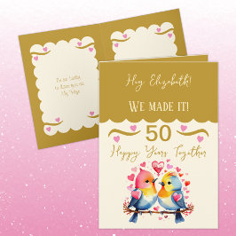 Ehefrau 50 Jubiläumsvögel goldfarben Karte