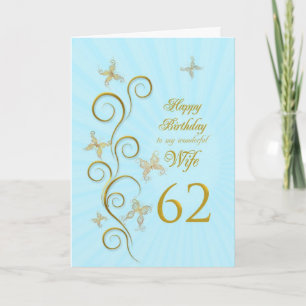 Ehefrau-62. Geburtstag mit goldenen Karte