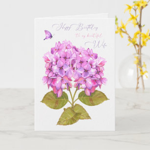 Ehefrau Birthday Hydrangeas und Butterfly Karte
