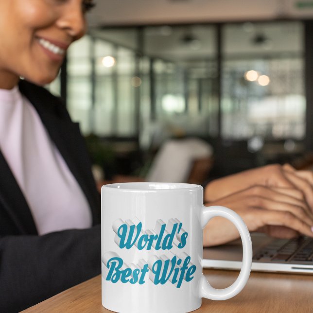 Ehefrau Blau Halbtext Kaffeetasse (Von Creator hochgeladen)