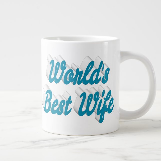 Ehefrau Blau Halbtext Riesenkaffee Tasse (Rechts)