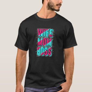 Ehefrau Boss Mama Blue Pink Happy Muttertag Vintag T-Shirt