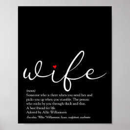 Ehefrau Definition Chic Script Red Liebe Herzspass Poster