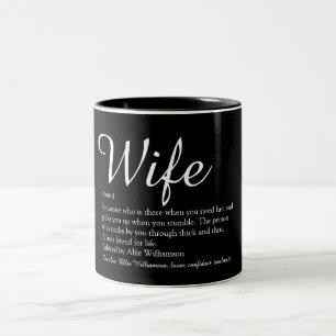 Ehefrau Definition Modern Chic Schriftart Schwarz Zweifarbige Tasse
