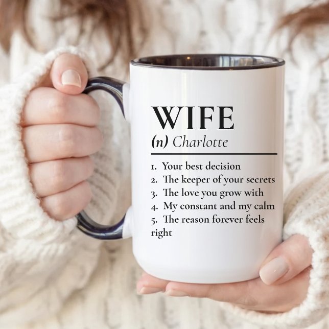 Ehefrau Definition Personalisierter Kaffeebecher G Tasse (Wife Definition Mug Anniversary Gift for Couples, Custom Wife Definition Mug Gift for Newlyweds)