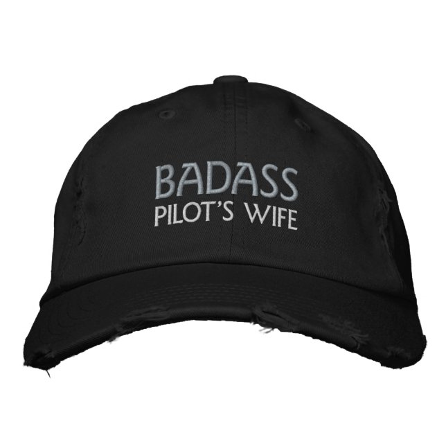 Ehefrau des Badass Pilot bestickte Hülle Baseballkappe (Vorderseite)