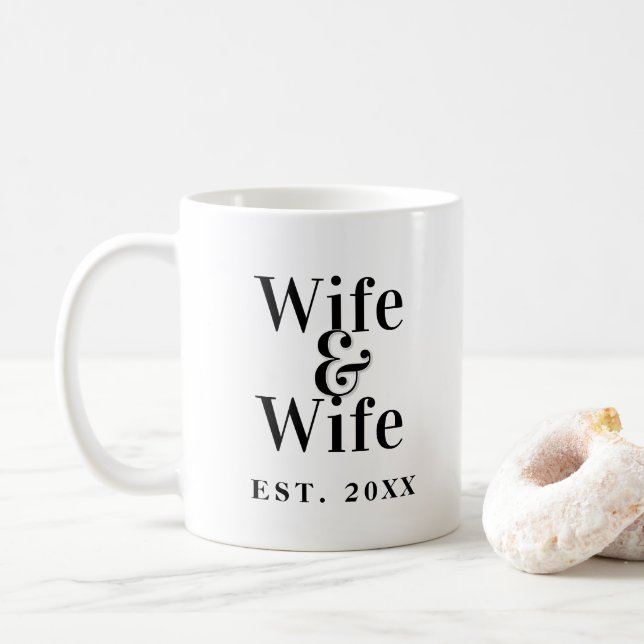 Ehefrau & Ehefrau Eheschließung mit Hochzeitstag Kaffeetasse (Mit Donut)