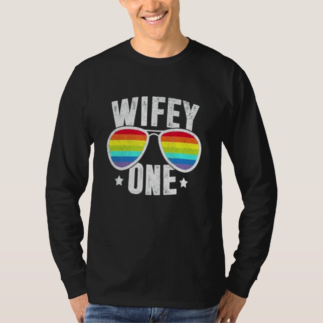 Ehefrau Eins Zwei Brücken Lgbt Lesbian Wedding Rai T-Shirt (Vorderseite)