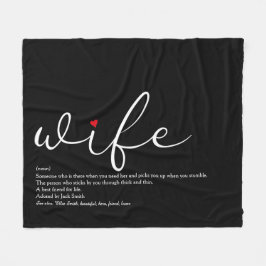 Ehefrau Elegante Script Red Liebe Herz Personalisi Fleecedecke