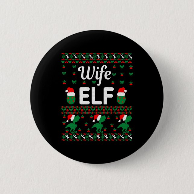 Ehefrau elf Weihnachtssüßer Button (Vorderseite)
