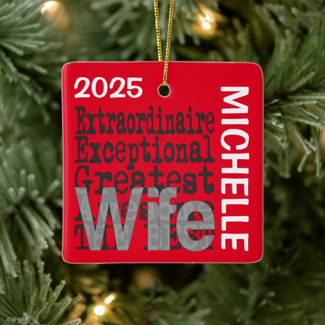 Ehefrau Extraordinaire CUSTOM Keramikornament (Baum)