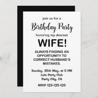 Ehefrau Funny Typografy Ehefrau Geburtstag Einladung