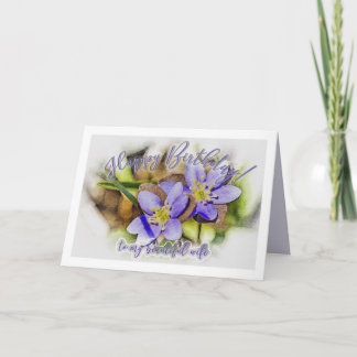Ehefrau Geburtstag - Hepatica Wildblume Karte