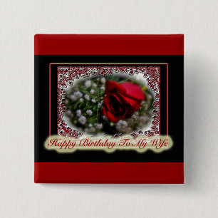 Ehefrau Geburtstag Rose & Gipskraut Button