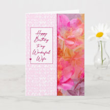 Ehefrau, Geburtstag, zarte rosa Blumen