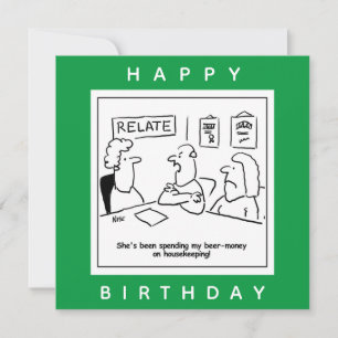 Ehefrau gibt sein Geld für den Cartoon der Hauswir Karte