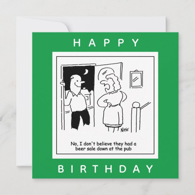 Ehefrau glaubt nicht, dass Pub einen Bier-Cartoon  Karte (Vorderseite)