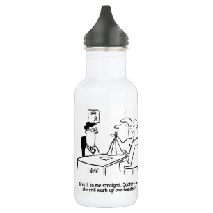 Ehefrau hat einen gebrochenen Arm in einem Sling S Edelstahlflasche