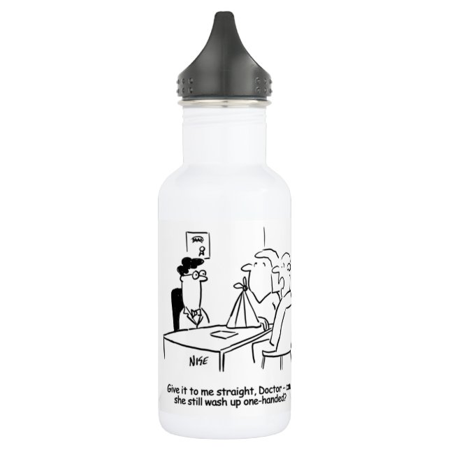 Ehefrau hat einen gebrochenen Arm in einem Sling S Edelstahlflasche (Links)