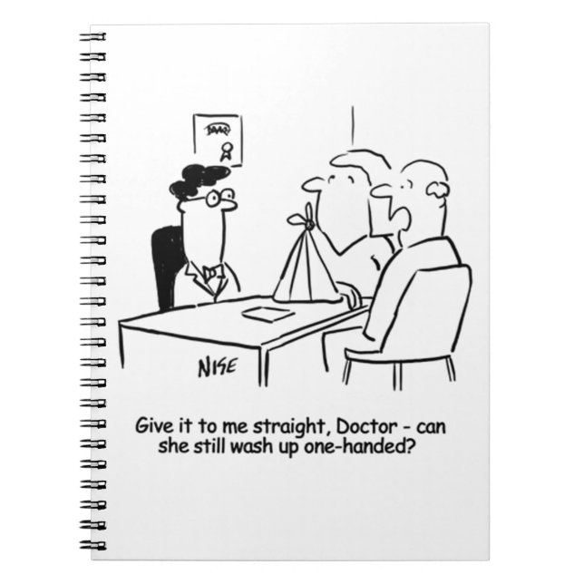 Ehefrau hat einen gebrochenen Arm in einem Tuch Notizblock (Vorderseite)