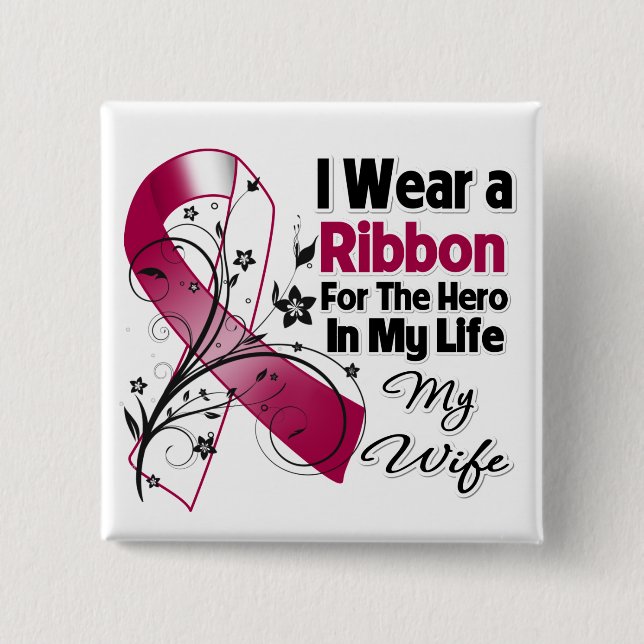 Ehefrau Hero in My Life Head Neck Cancer Button (Vorderseite)