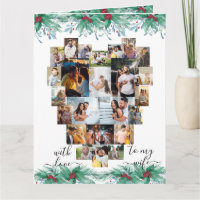 Ehefrau Herzfoto Collage Holly Mistletoe Weihnacht