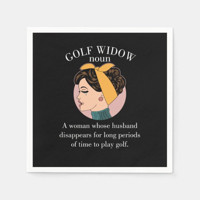 Ehefrau Husband Golfer Funny Gift Golf Widow Noun  Serviette (Vorderseite)