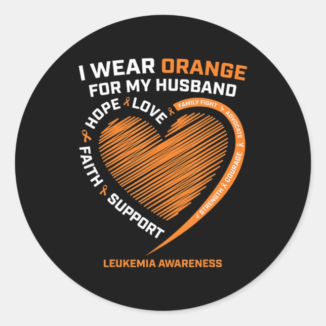Ehefrau ich trage Orange für meine Muskelschmerzen Runder Aufkleber (Vorderseite)