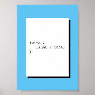Ehefrau ist immer richtig Funny CSS Poster