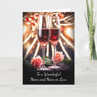 Ehefrau-Jubiläum mit rosa Champagner Karte