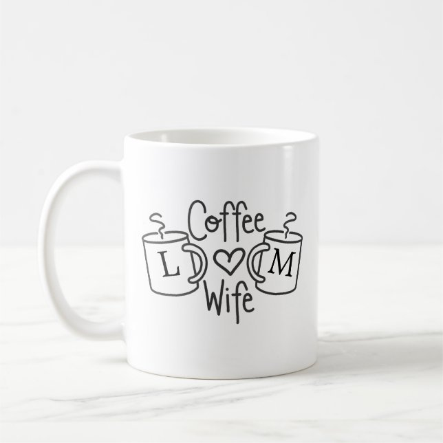 Ehefrau Liebe Monogramm Tasse (Links)