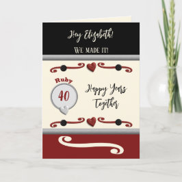 Ehefrau Liebe Sie ruby 40 Jahre schwarz Karte